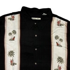 Batik Bay Hawaiian Shirt Mens 2XL Palm Tree Pineapple Stripe 100% Rayon Vintage